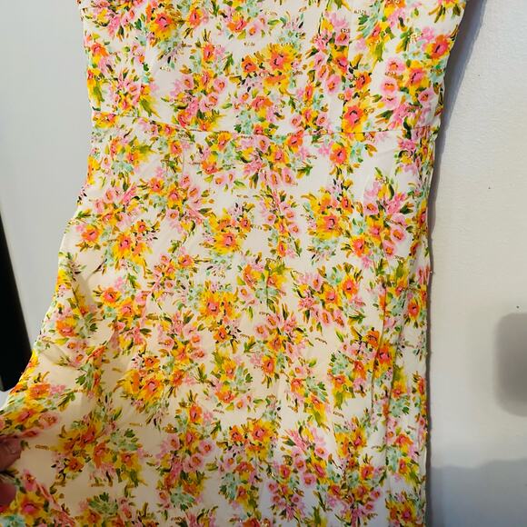 SHOSHANNA MIDNIGHT Remy Orange Yellow Floral Strapless Midi Dress Size 14 - Picture 5 of 9